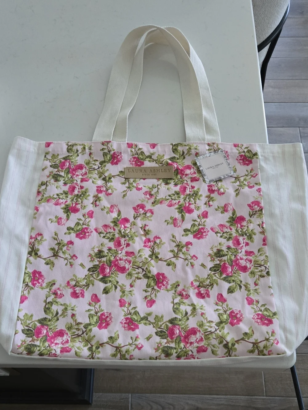 NWT Laura Ashley Floral Tote Bag XL Tote Bag Floral Pink 15 X 16 In